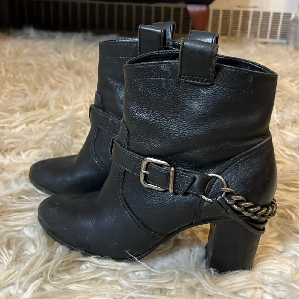 Schutz block heel moto boot